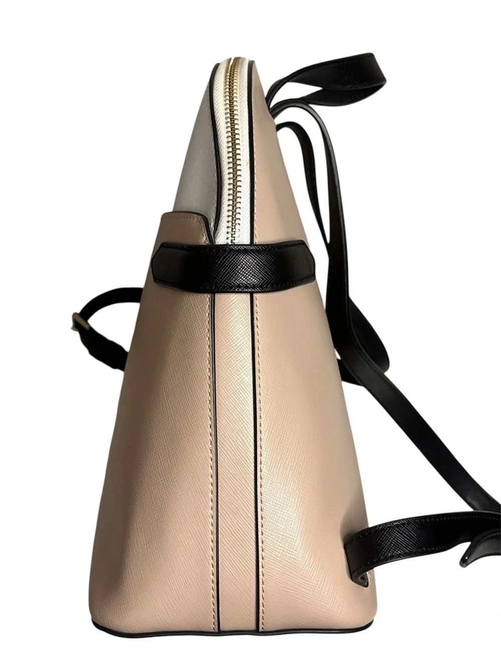 Kate Spade NY Staci Dome Leather Medium Backpack colorblock warm beige black - Picture 6 of 8